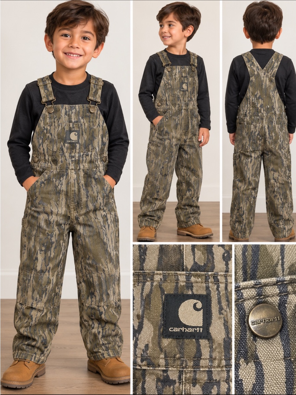 Carhartt Boys Youth 10 Camo Insulated Quilt-Lined Bib Overalls Hunting